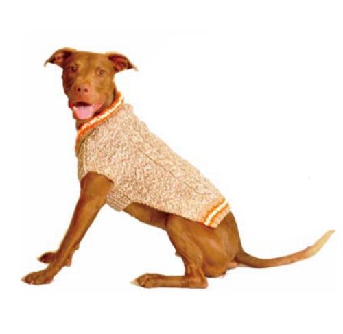 chilly dog tan camp dog sweater, x-small